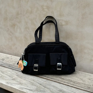 Two-pocket buckle shoulder bag