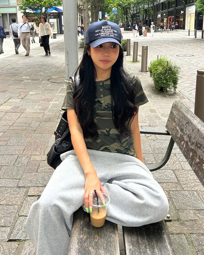 (ORIGINAL) Lettering Camo Half T-Shirt