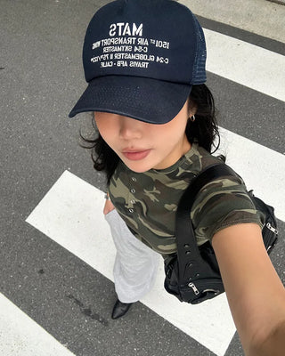 (ORIGINAL) Lettering Camo Half T-Shirt