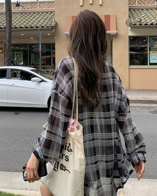 Madras check sheer shirt
