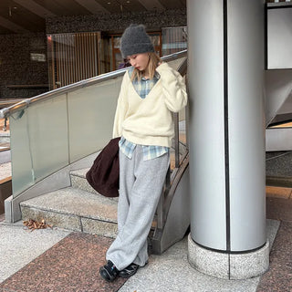 One-pocket loose flannel shirt