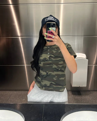 (ORIGINAL) Lettering Camo Half T-Shirt