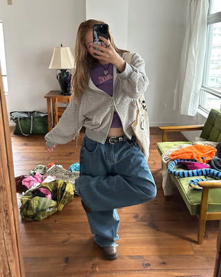 Mini Flower Double Zip Sweatshirt Hoodie