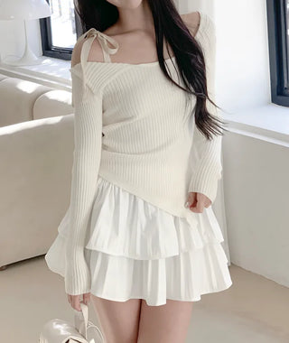 Asymmetrical Ribbon Rib Knit