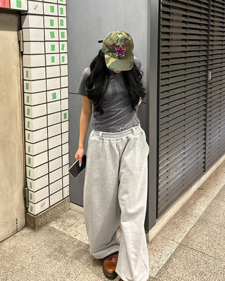 (Unisex) Check Layered Belt Loop Sweatpants
