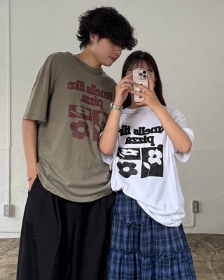 Checked frill long skirt