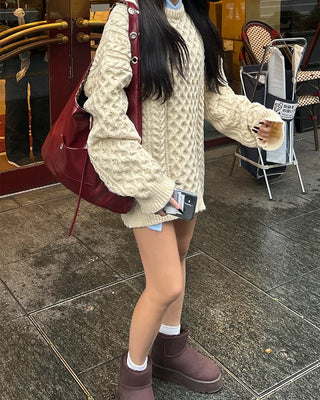 Mixed Twist Oversized Knit Sweater