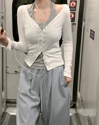Slim Button Cardigan