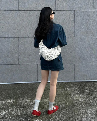 Dot Shirring Shoulder Bag