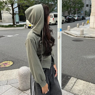 2-way cropped hoodie zip-up