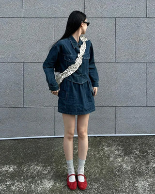 Denim shirt and skirt set