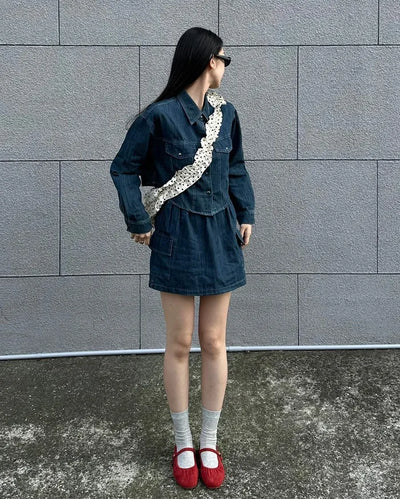 Denim shirt and skirt set