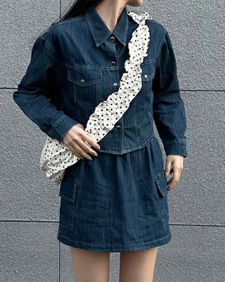 Denim shirt and skirt set