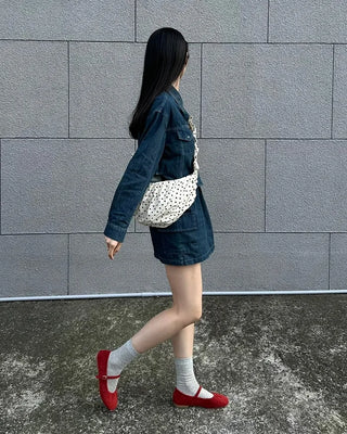 Dot Shirring Shoulder Bag