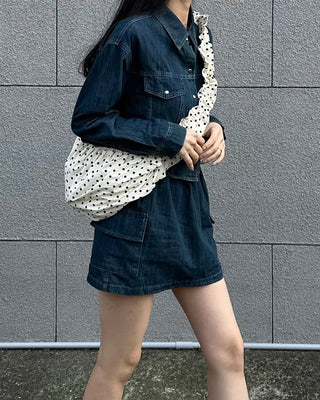 Dot Shirring Shoulder Bag