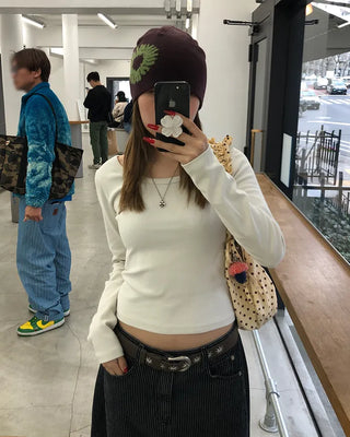 2-Way Neck Slim Long T-Shirt