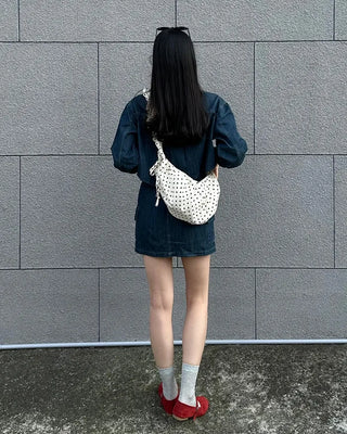 Dot Shirring Shoulder Bag