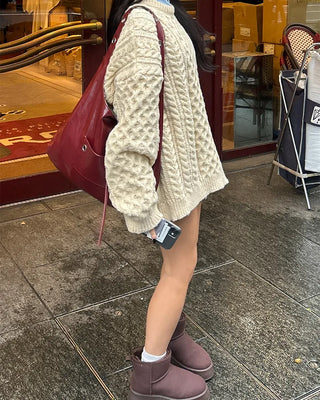 Mixed Twist Oversized Knit Sweater