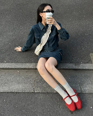 Denim shirt and skirt set