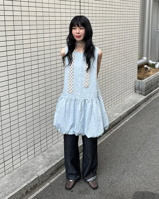 Balloon Shirred Mini Dress