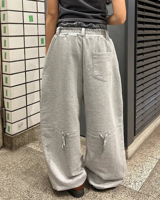 (Unisex) Check Layered Belt Loop Sweatpants