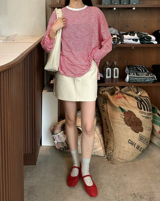 Striped long-sleeved T-shirt