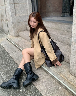 Two-tone cotton half jacket