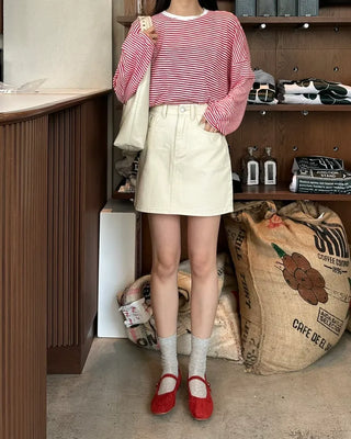 Striped long-sleeved T-shirt