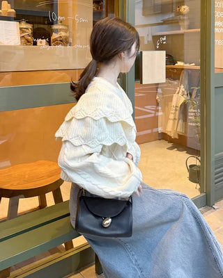 Double ruffle knit cardigan