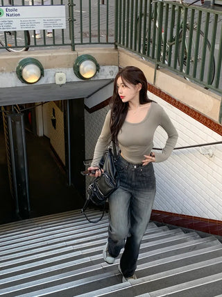 Slim Shirred Cropped T-Shirt (8 colors)