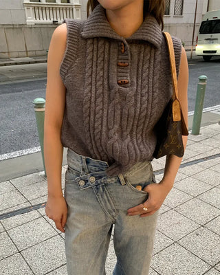 Cable knit vest