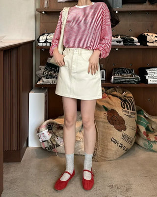 Striped long-sleeved T-shirt