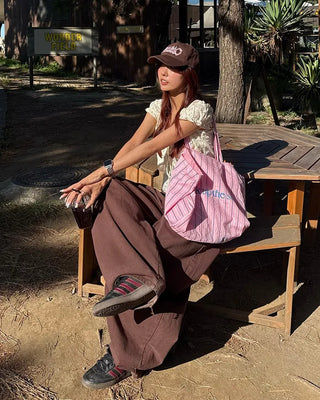 (Unisex) Brown Cotton Balloon Pants