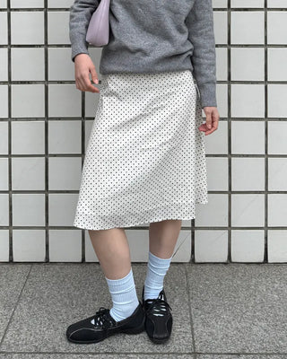 Satin polka dot midi skirt
