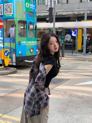 See-through check shirt