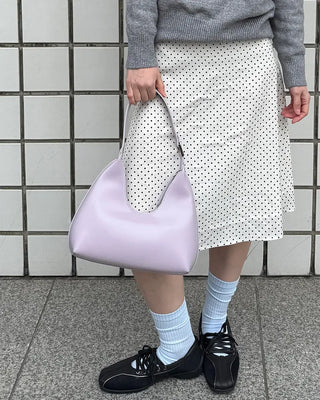 Satin polka dot midi skirt