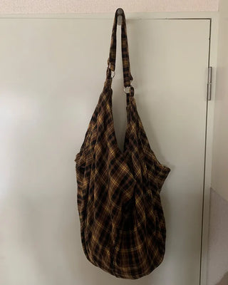 Checkered cloth big bag