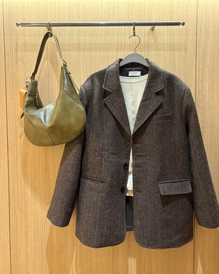 (Unisex) Herringbone Dart Line Single Jacket