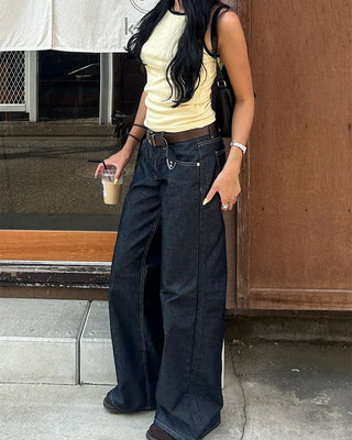 Wide Flare Rigid Denim Pants