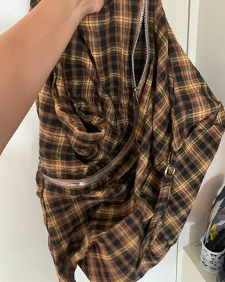 Checkered cloth big bag