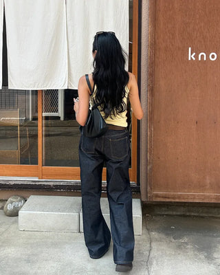 Wide Flare Rigid Denim Pants