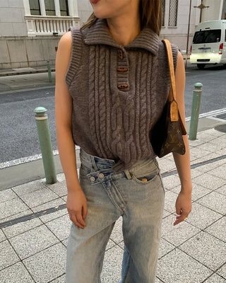 Cable knit vest