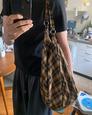 Checkered cloth big bag