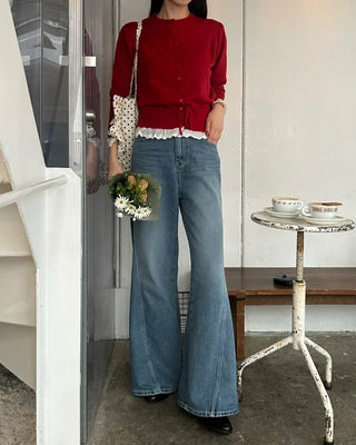 Lace-layered string cardigan