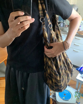 Checkered cloth big bag