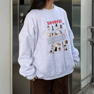 Animal print fleece-lined sweatshirt