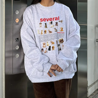Animal print fleece-lined sweatshirt
