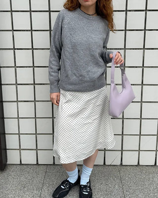 Satin polka dot midi skirt