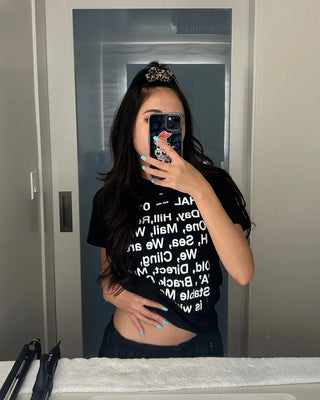 Long lettering half T-shirt