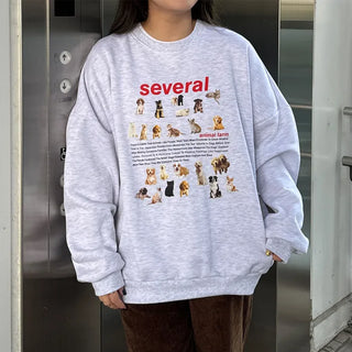 Animal print fleece-lined sweatshirt